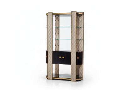 Designer Vitrine Holz Schrank Schränke Wohnzimmer Regale Büro Regale Glasschrank