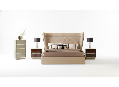 Designer Schlafzimmer Bett 2x Nachttische Kommode 4tlg. Set Neu