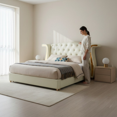 Polster Design Luxus Bett 180x200cm Betten Leder Moderne Schlafzimmer