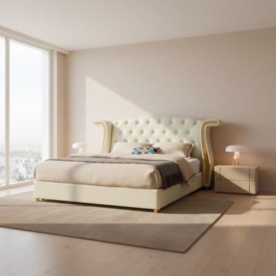 Polster Design Luxus Bett 180x200cm Betten Leder Moderne Schlafzimmer