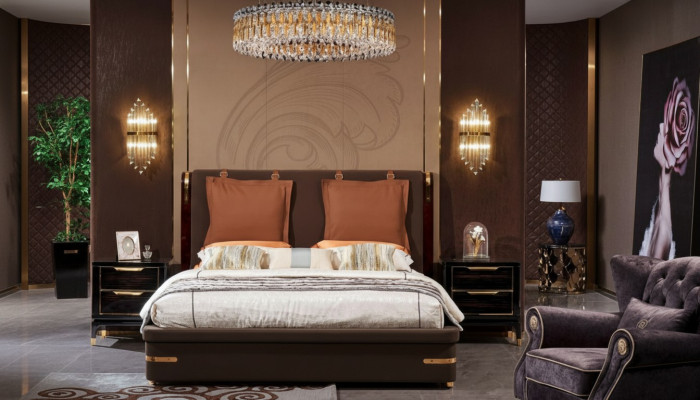 Bett Polster Design Luxus Metall Doppel Betten Ehe Schlaf Zimmer Leder