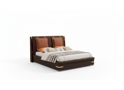 Bett Polster Design Luxus Metall Doppel Betten Ehe Schlaf Zimmer Leder