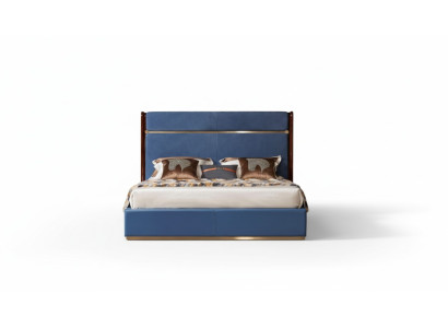 Klassisches Bettgestell Leder Bett Blaue Luxus Betten Schlafzimmer Möbel