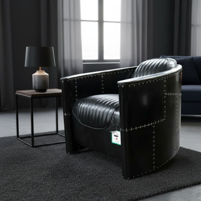 Aviator Sofa Sessel Couch club Lounge Vintage Aluminium Flugzeug Retro Echtleder