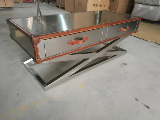 Vintage Couchtisch Wohnzimmertisch Tische Aluminium Tisch Kaffeetisch Flieger