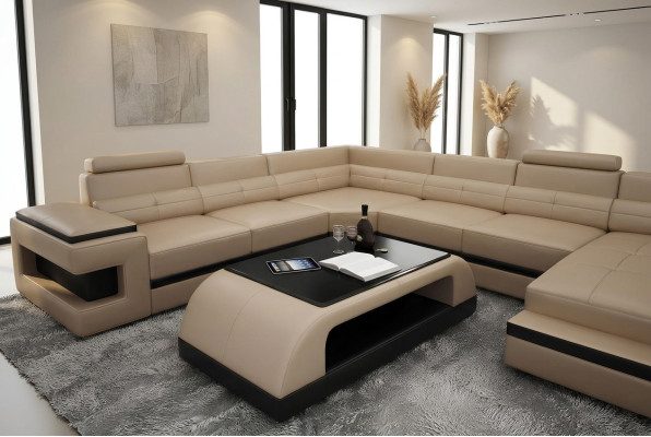 Sofatisch Glas Design Kaffee Tisch Wonzimmer Leder Couch Beistell Sofa Tische