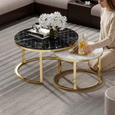 Round table couch marble round tables side natural stone stainless steel