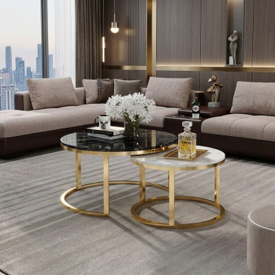 Round table couch marble round tables side natural stone stainless steel