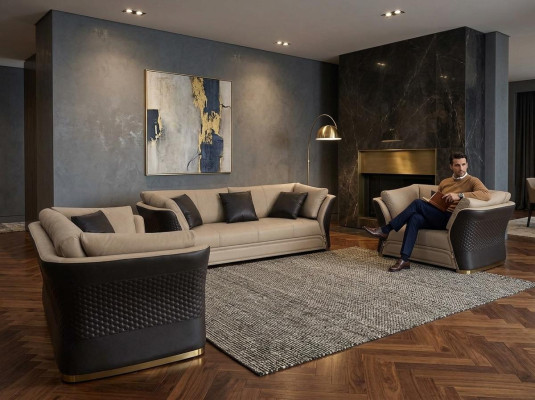 Ledersofa couch wohnlandschaft sofagarnitur design couchen 321 sitzer