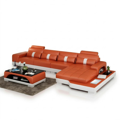 Ledersofa L-Form Couch Wohnlandschaft Ecksofa Garnitur Design Modern Sofa usb Neu