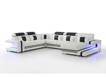 Ecksofa Sofa U Form Couch Polster Designer Leder Big Ledersofa Wohnlandschaft
