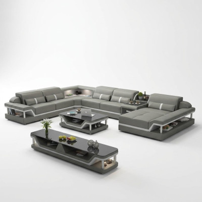 Wohnlandschaft U Form Ecksofa Couchtisch Sideboard Design Wohnlandschaft 3tlg