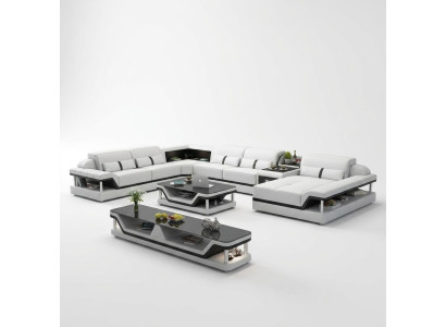 Sofa mit USB Designer Wohnlandschaft U-Form Couch Ecksofa Polster Garnitur Neu