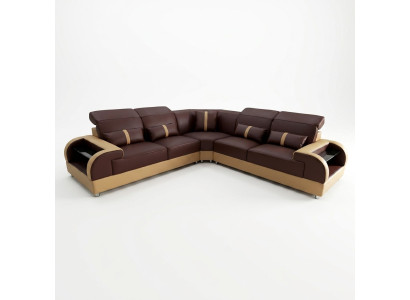 Couch Ecksofa Leder Wohnlandschaft Garnitur Design Modern Sofa L-Form LED USB