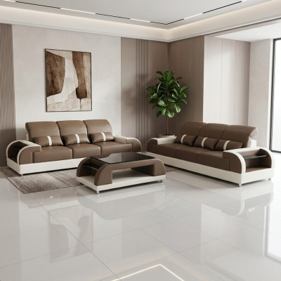 Designer Möbel Moderne 3+3 Sitz Sofagarnitur Set Couch Sitz Sofa Ledersofa Neu