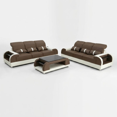 Designer Möbel Moderne 3+3 Sitz Sofagarnitur Set Couch Sitz Sofa Ledersofa Neu