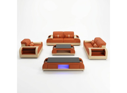 Design Sofagarnitur 3 2 1 Sitzer Couchtisch 4 tlg.Wohnzimmer Set USB Komplett