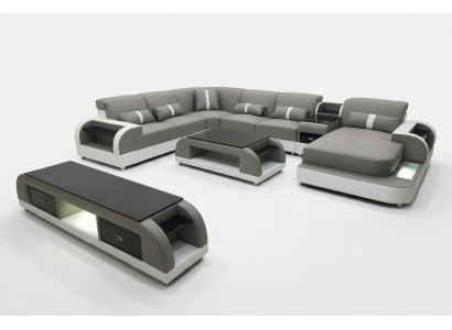 Ecksofa couch sofa led garnitur wohnlandschaft polster garnitur usb beleuchtet