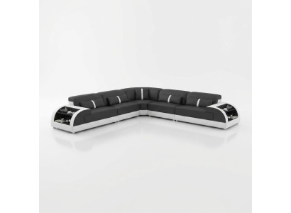 Ledersofa L-Form Couch Wohnlandschaft Ecksofa Garnitur Modern Design Sofa USB