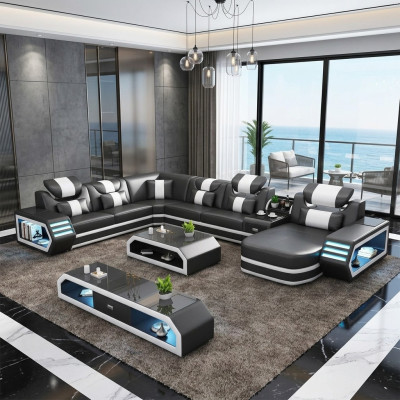 Polster Ecksofa Ausgefallene Wohnlandschaft eckgarnitur couchen sofas usb led