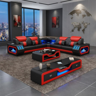 L Form Designer Wohnlandschaft Polster Ecksofa Eck Garnitur Sofa Couch Ecke led