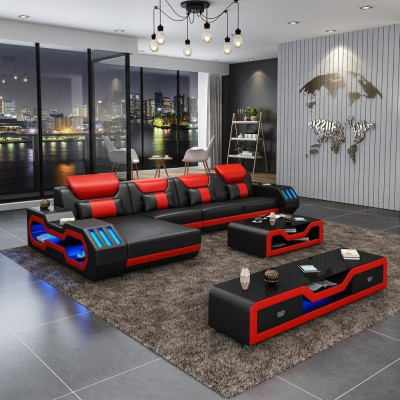 Wohnlandschaft L Form Ecksofa + Couchtisch + Sideboard Design Wohnlandschaft