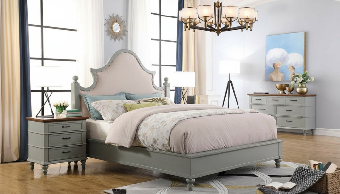 Schlafzimmer Set Bett 2x Nachttisch Konsole Betten Textil Doppel Hotel Polster
