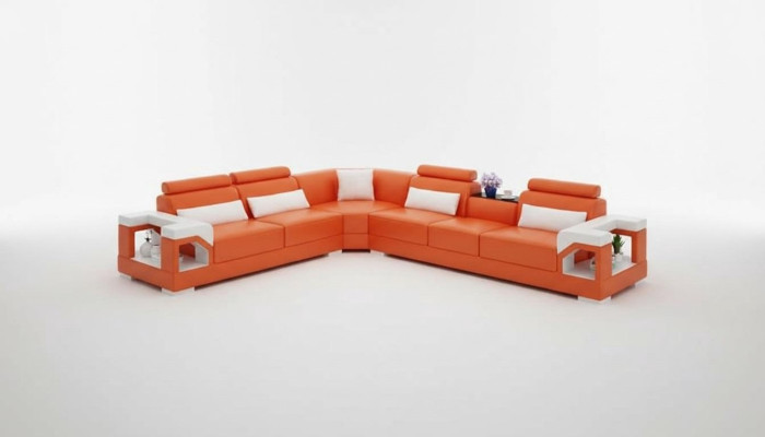 Moderne Ledersofa Couch Polster Eckgarnitur Ecksofas Sofa Couchen Ecksofa + USB