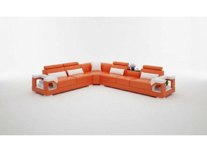 Moderne Ledersofa Couch Polster Eckgarnitur Ecksofas Sofa Couchen Ecksofa + USB