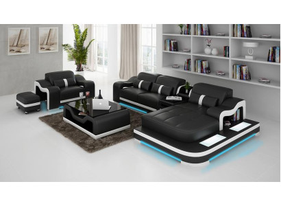 Komplett Set Garnitur Eckcouch Couch Eckgarnitur + Tisch + USB Ecksofa