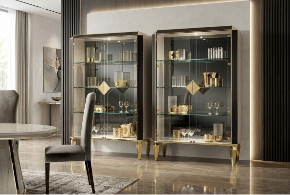 Designer Italienische Schicke Holz Möbel Modern Stil Schrank Vitrine Wohnzimmer