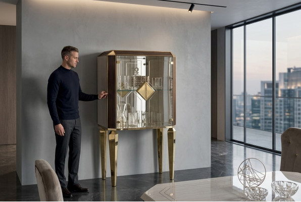 Schrank Bar Barschrank Vitrine Wohnzimmer Designer Regal Möbel arredoclassic