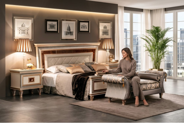 Designer Bett Betten Polsterbett 180x200 Ehebett Doppelbett arredoclassic Möbel