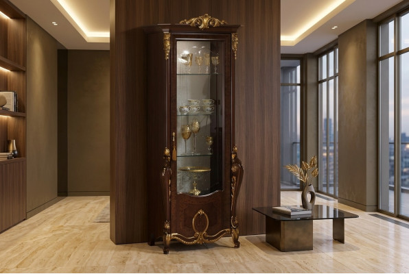 Klassische Schrank Bücherschrank Bücherregal Vitrine Vitrinenschrank Glasschrank