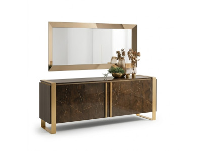 Edle Design Konsole Holz Sideboard Spiegel Anrichte Schrank 2tlg. Konsolentisch