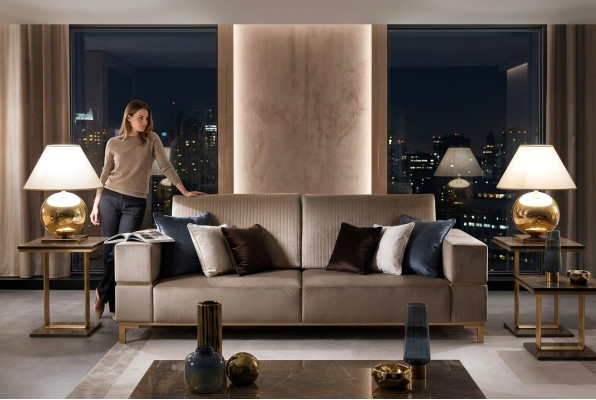 Sofa Dreisitzer Klassische Couch Polster 3 Sitzer Textil Couchen Stoff Neu