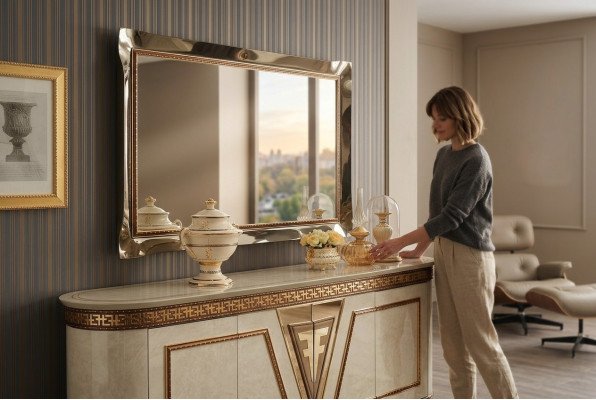 Spiegel Wandspiegel Flurspiegel Bad Flur Holz Wand Dekoration Spieglein Barock