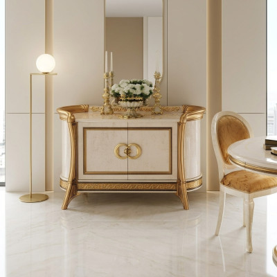 Design Möbel Stil Barock Kommode Schrank Beige Luxus Holz Italienische Möbel Neu