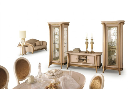 Wohnzimmermöbel Set Wohnzimmer Sideboard 2x Vitrine 3tlg. Wohnwand arredoclassic