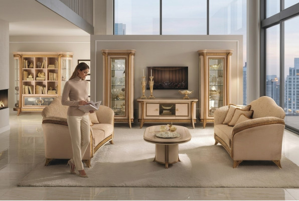 Italienische Möbel Sofa Garnitur Gruppe Klassische Sitz Garnituren 3+3 Sitzer