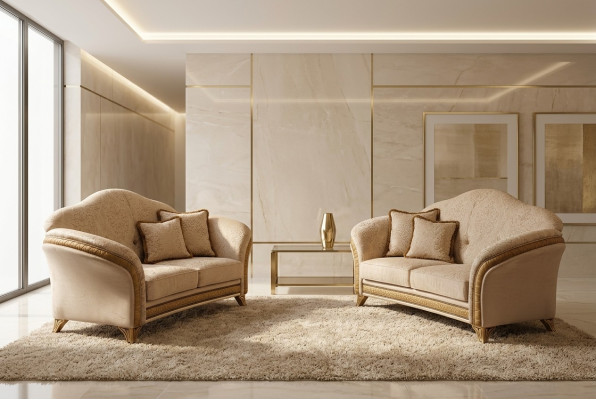 Italienische Möbel Sofa Garnitur Gruppe Klassische Sitz Garnituren 3+3 Sitzer