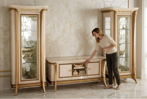 Wohnzimmer Sideboard 2x Vitrine 3tlg. Wohnwand Möbel arredoclassic Set Design