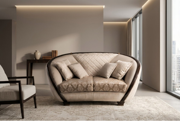 Wohnzimmer Stoff Couch Sofa 2 Sitzer Designer Couchen Couch Beige Textil Polster