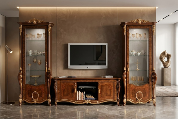 Wohnzimmermöbel Set Designer Wohnzimmer Sideboard 2x Vitrine 3tlg. Wohnwand Neu
