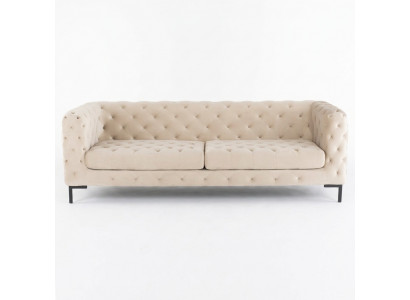 Beiger Designer Chesterfield Dreisitzer Luxus Wohnzimmer Couch
