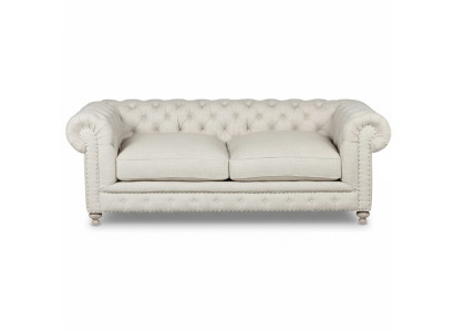 Weißer Polster Chesterfield 3-Sitzer Luxus Wohnzimmer Sofa