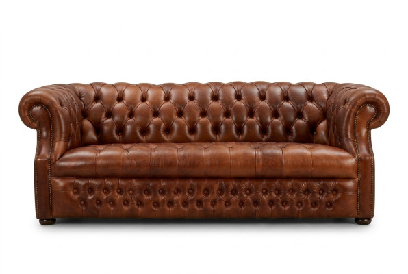 Brauner Chesterfield Dreisitzer Designer 3-Sitzer Sofa Stilvolle Couch