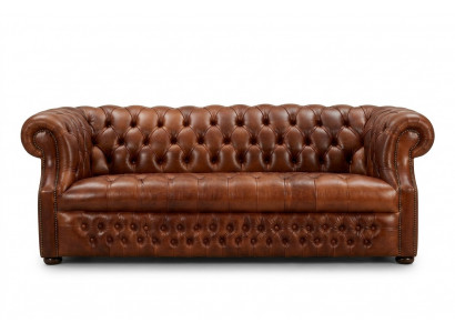 Brauner Chesterfield Dreisitzer Designer 3-Sitzer Sofa Stilvolle Couch