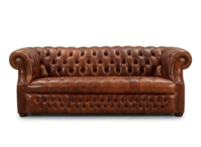 Brauner Chesterfield Dreisitzer Designer 3-Sitzer Sofa Stilvolle Couch