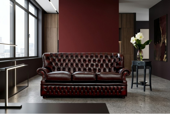Brauner Chesterfield 3-Sitzer im Antik Stil Designer Wohnzimmer Couch